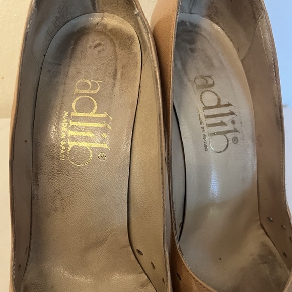 Vintage Adlib Light Tan High Heels Peep Toe Shoes Women's 7.5 M 1980s - Picture 5 of 7